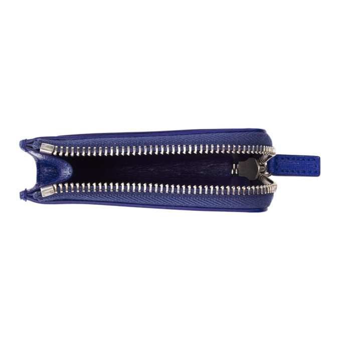 Off-White Blue and White Diag Zip-Around Wallet Off-White