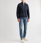 Folk - Garment-Dyed Loopback Cotton-Jersey Half-Zip Sweatshirt - Blue