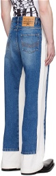 Jean Paul Gaultier Blue & White Paneled Jeans
