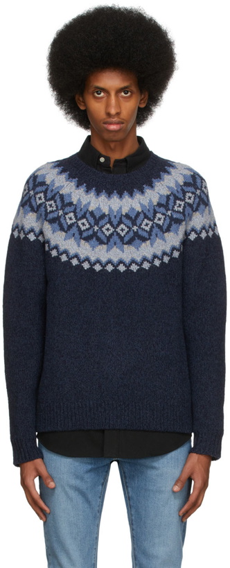 Photo: Polo Ralph Lauren Navy Patterned-Yoke Sweater