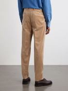 Brunello Cucinelli - Straight-Leg Pleated Cotton-Blend Corduroy Trousers - Brown