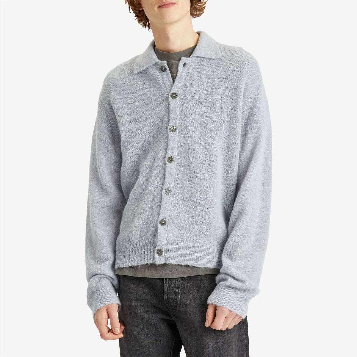 Our Legacy Men's Evening Polo in Livid Blue Fuzzy Alpaca Our