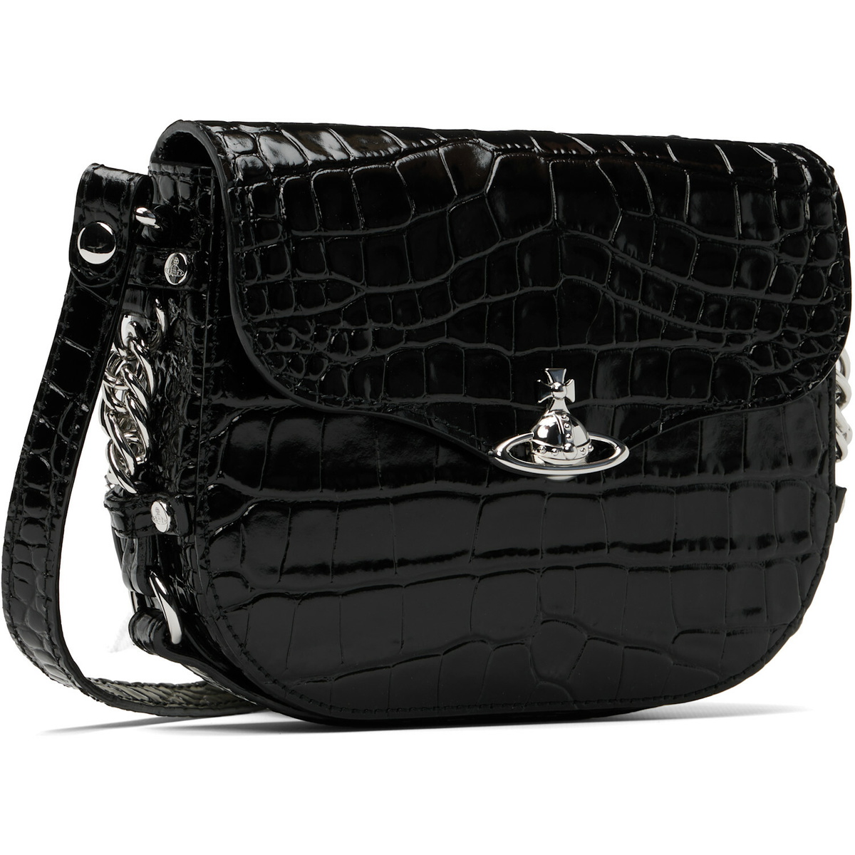 Vivienne Westwood Black Hunter Flap Crossbody Bag