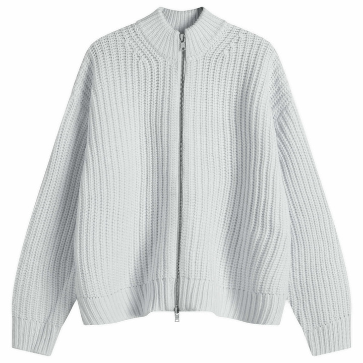Photo: MKI Men's Chunky Rib Knit Track Jacket in Grey