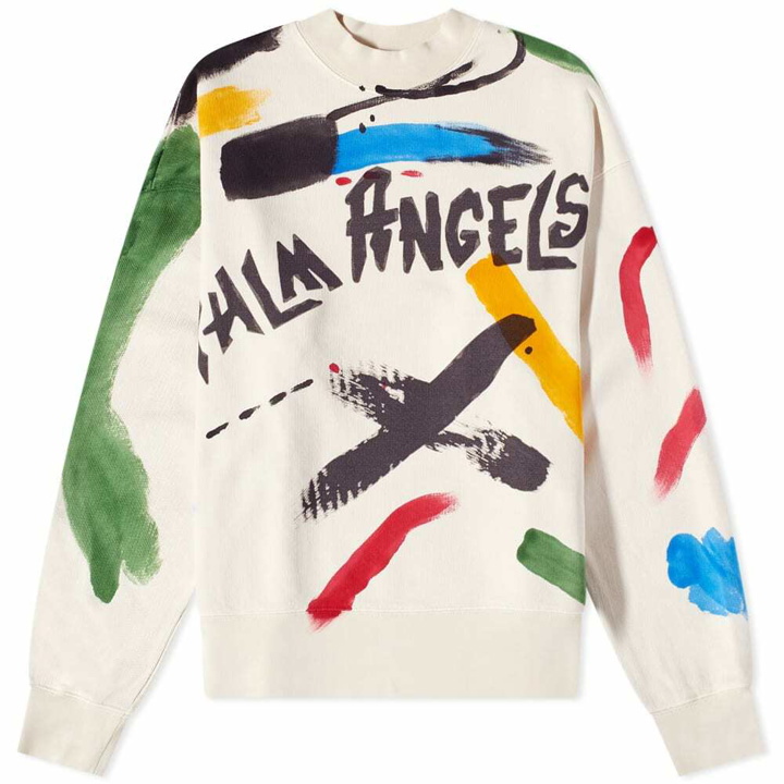 Photo: Palm Angels Brush Strokes Logo Crew Sweat