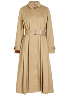 Damson Madder Sofia Pleated Belted Cotton Trench Coat Light Brown