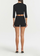 Skims Cropped Knit Cardigan Black