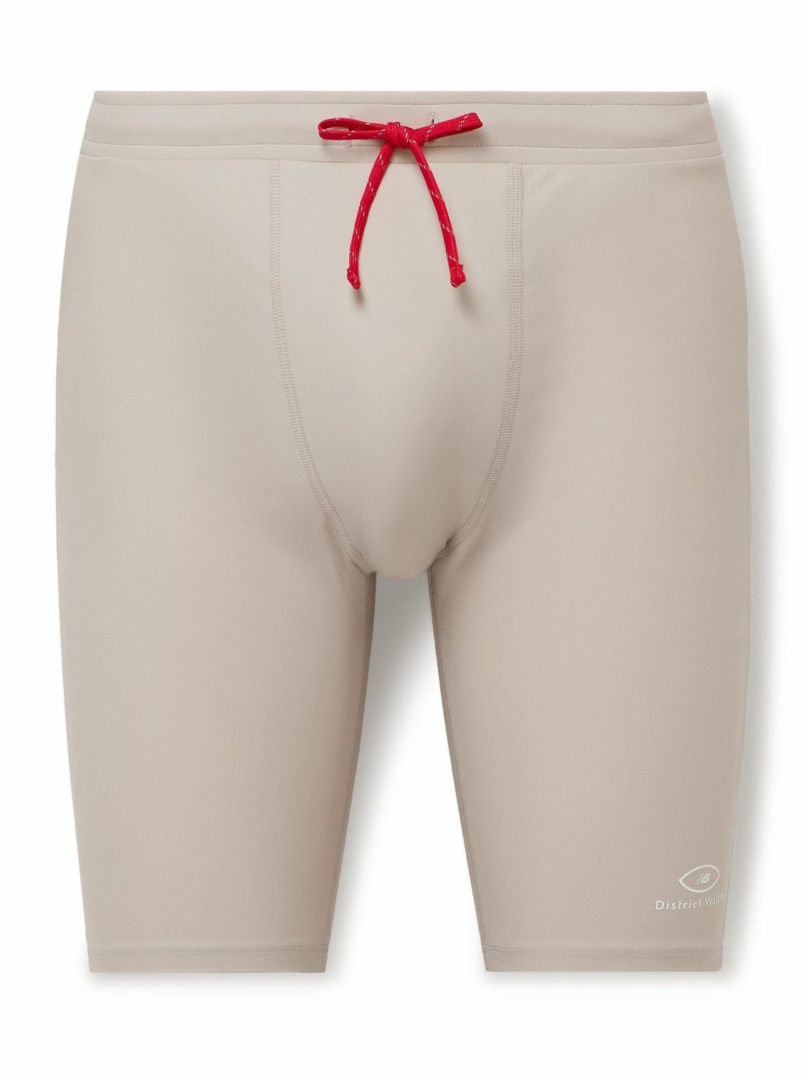 Photo: DISTRICT VISION - New Balance Logo-Print Stretch-Recycled Jersey Drawstring Shorts - Gray