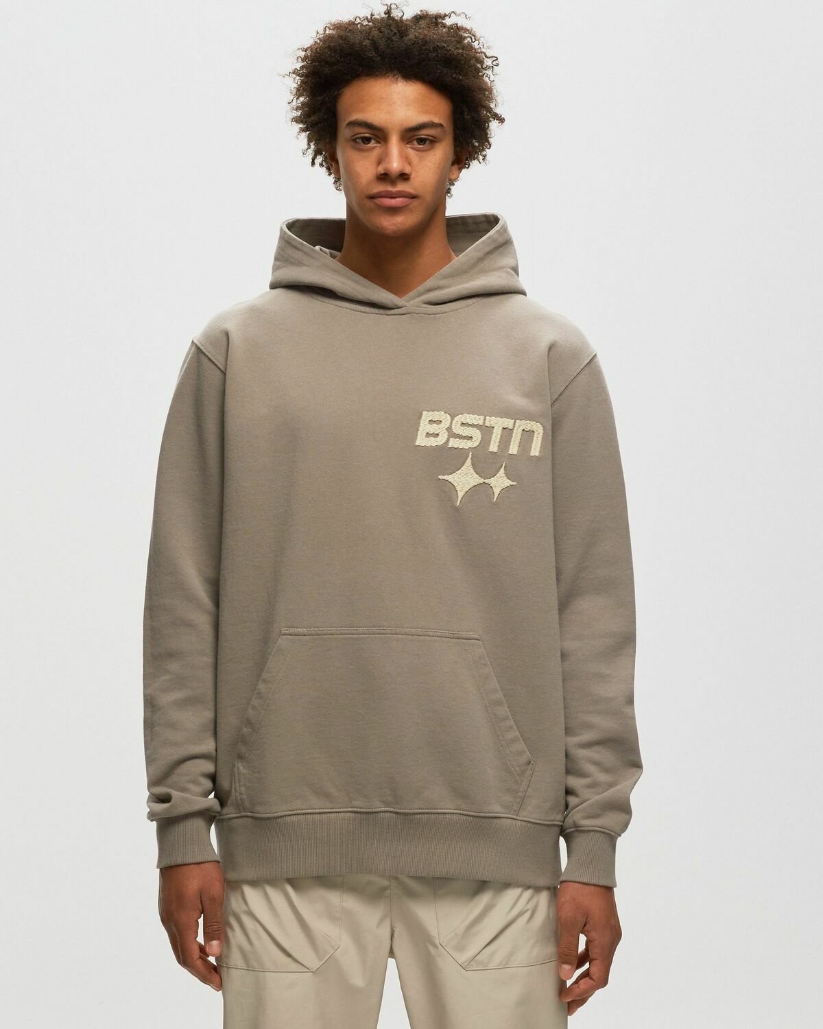 Bstn Brand Signature Stitching Logo Hoody Brown - Mens - Hoodies
