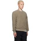 C.P. Company Taupe Crew Neck Brushed Emerized Diagonal Fleece Sweatshirt