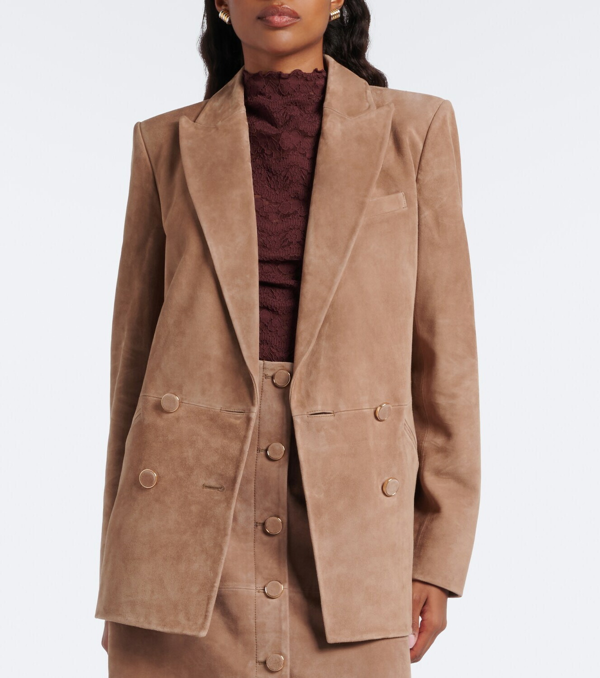 Veronica Beard Oria double-breasted suede jacket