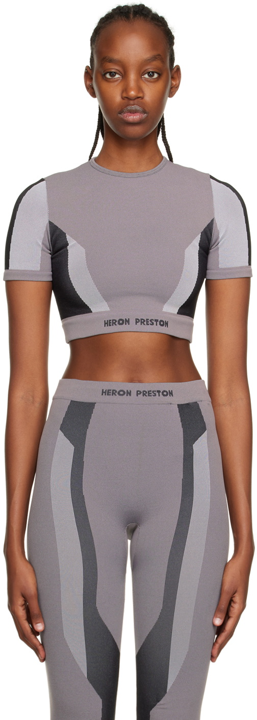 Heron Preston Gray & Black 3D Ribbing T-Shirt Heron Preston