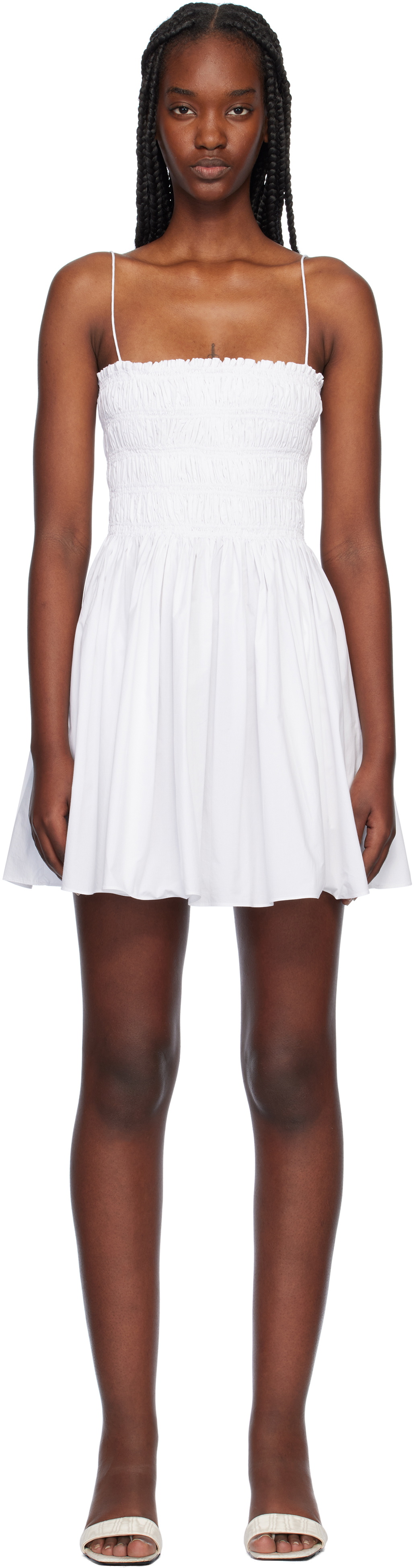 Matteau White Shirred Bodice Minidress