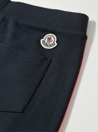 Moncler - Tapered Striped Cotton-Jersey Sweatpants - Blue