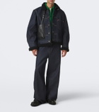 Sacai Leather-trimmed denim jacket