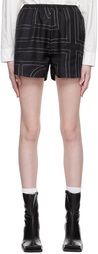 Photo: TOTEME Black Monogram Shorts