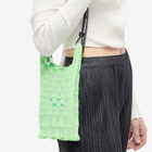LASTFRAME Women's Sheer Ichimatsu Market Bag Mini in Neon Green/Clear