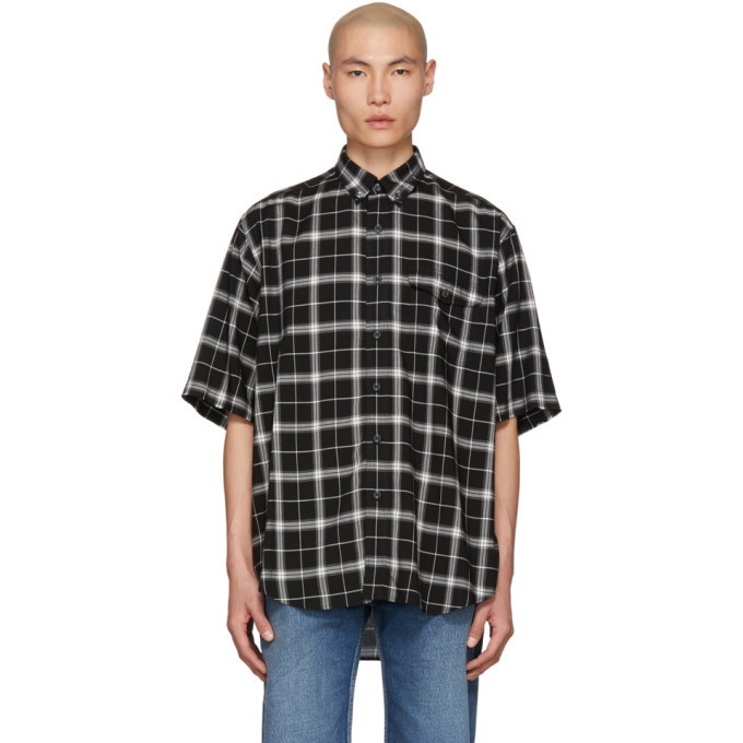 Photo: Balenciaga Black and White Check Pocket Shirt