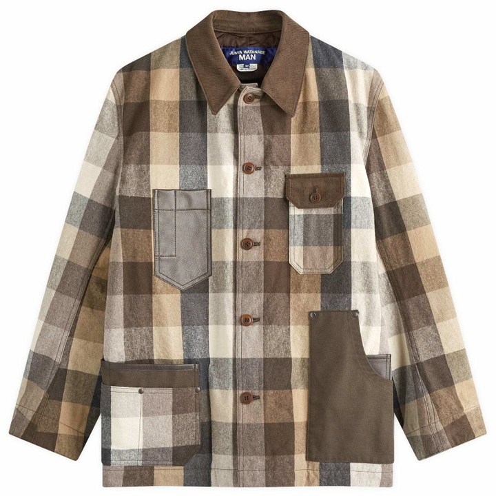 Photo: Junya Watanabe MAN Men's Flannel Check Chore Jacket in Black/Brown/Beige