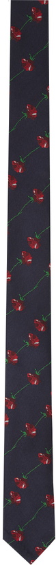 Photo: Thom Browne Navy Classic Rose Jacquard Tie