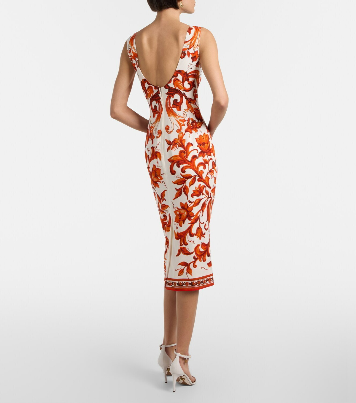 Dolce&Gabbana Majolica silk-blend charmeuse midi dress