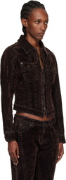 KNWLS Brown Flock Denim Jacket