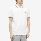 Fred Perry Authentic Men's Slim Fit Twin Tipped Polo Shirt in White/Silky Peach/Uniform Green