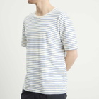 Folk Men's Textured Stripe T-Shirt in Ecru/Bright Blue