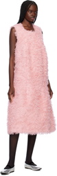 Comme des Garçons Pink Sleeveless Faux-Fur Midi Dress