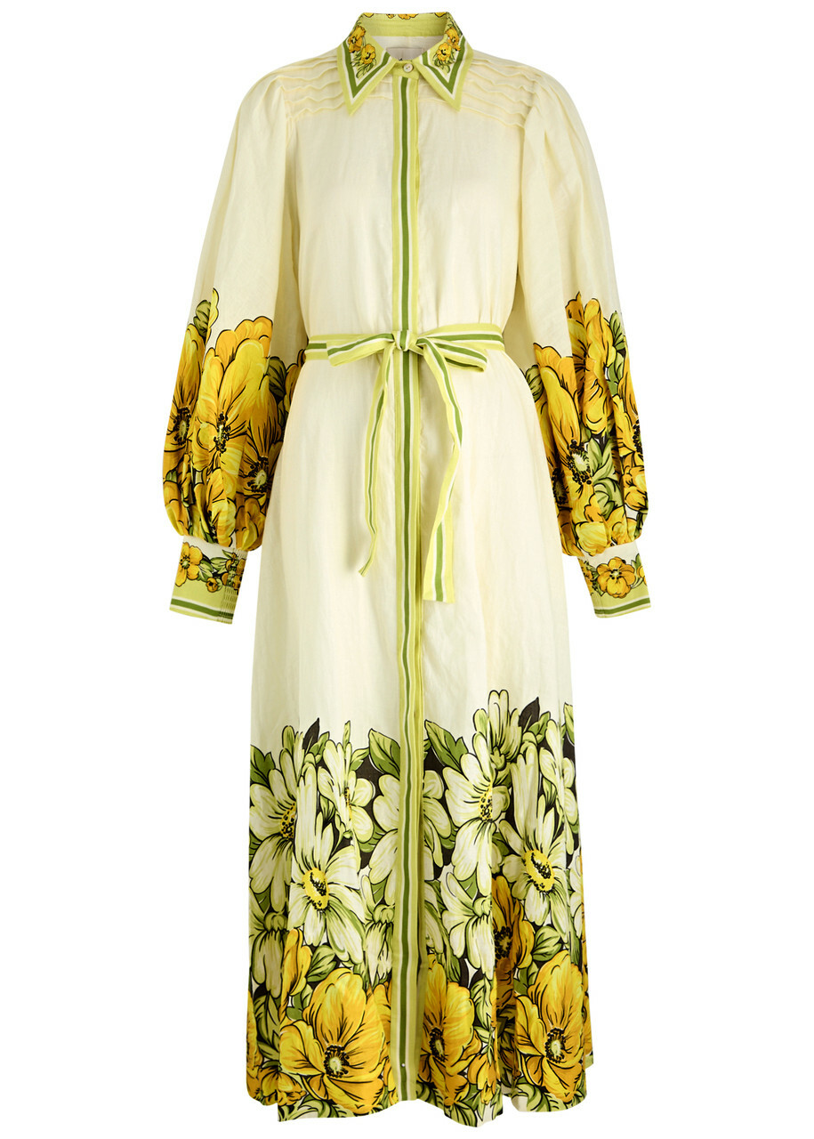 Alemais Gisela Floral-print Linen Maxi Shirt Dress Multicoloured ALMAIS