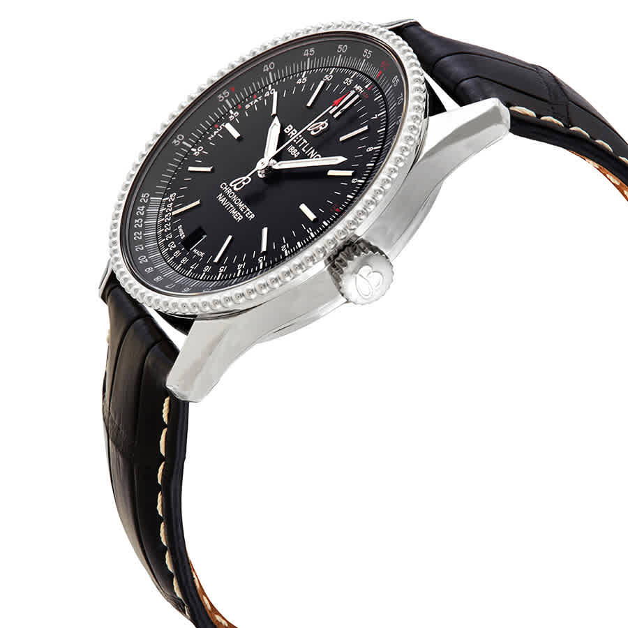 Breitling Navitimer Automatic 38 mm Black Dial Black Leather 5.3 -6.3 Inches Watch A17325241B1P2