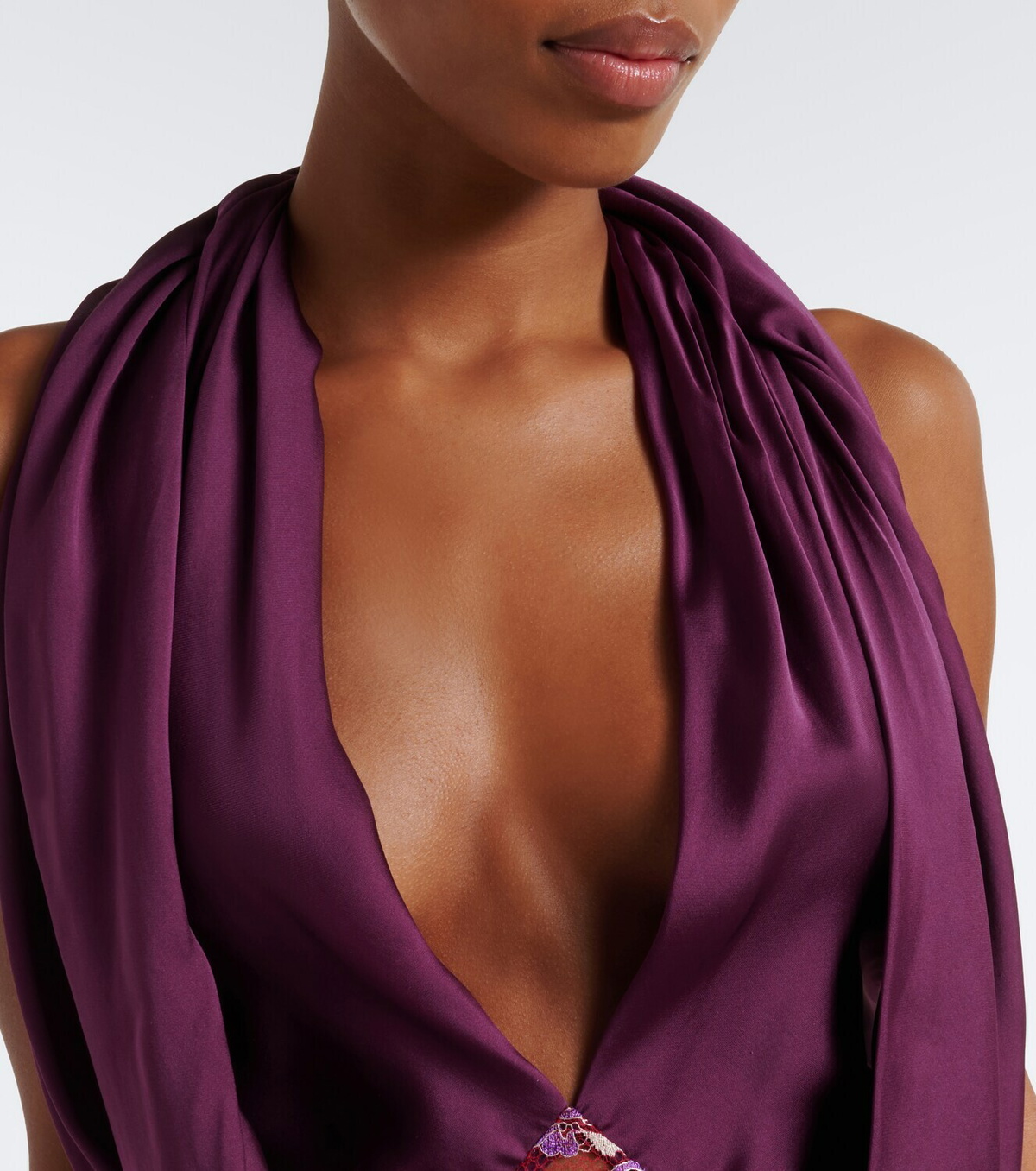 Christopher Esber Cesura lace-trimmed halterneck silk top