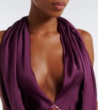 Christopher Esber Cesura lace-trimmed halterneck silk top