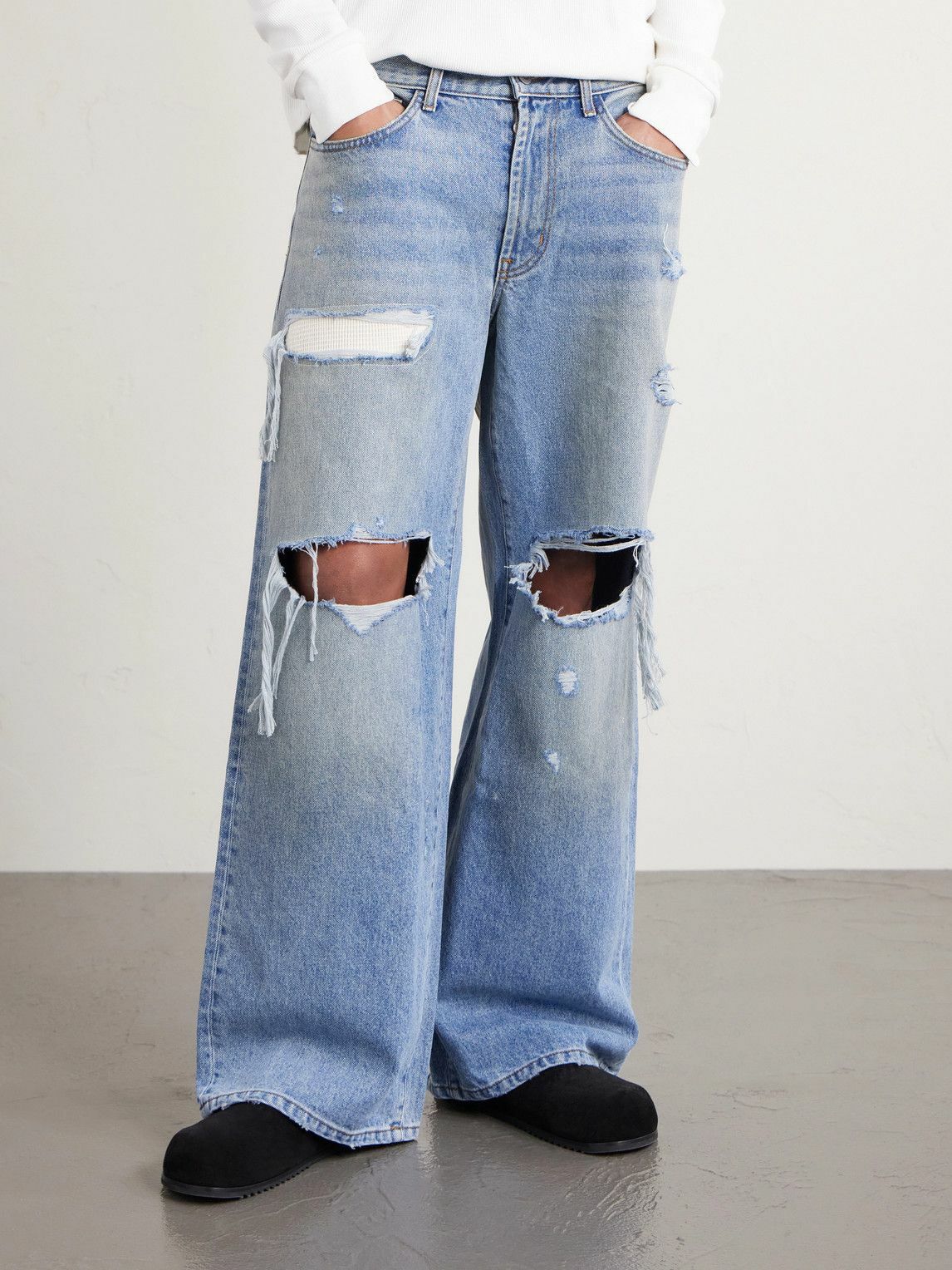 Satoshi Nakamoto - Blessed To Be Stressed Straight-Leg Distressed Jeans - Blue