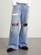 Satoshi Nakamoto - Blessed To Be Stressed Straight-Leg Distressed Jeans - Blue