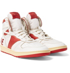 Rhude - Rhecess-Hi Logo-Appliquéd Distressed Leather High-Top Sneakers - White