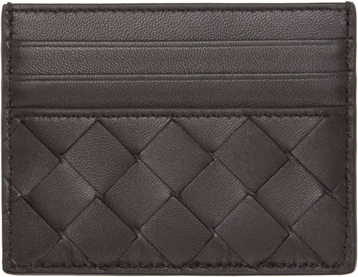 Bottega Veneta Brown Intrecciato Credit Card Holder