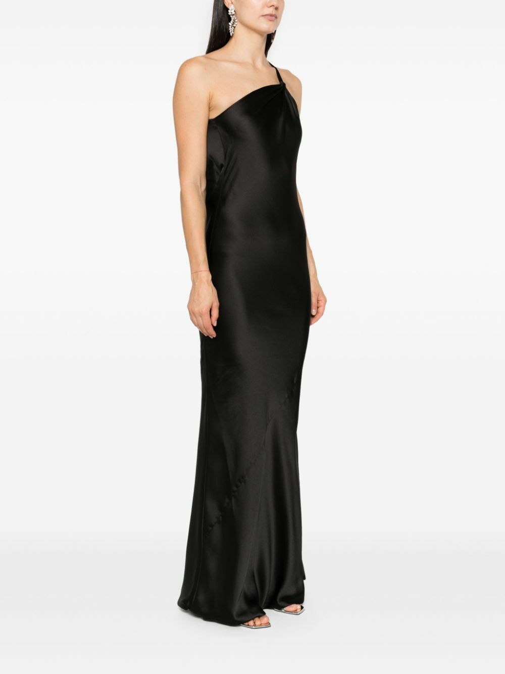 norma kamali one-shoulder bias maxi dress Norma Kamali Black One-Shoulder Bias Gown Norma Kamali