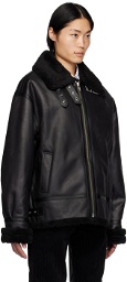 Dunst Black Loose-Fit Faux-Leather Jacket