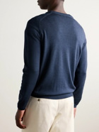 Etro - Logo-Embroidered Two-Tone Wool Sweater - Blue