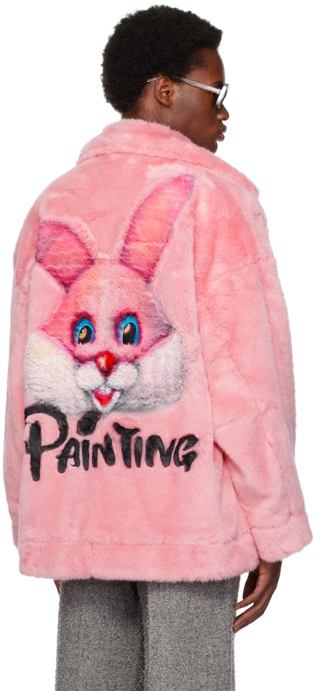 Doublet Pink Hand-Painted Faux-Fur Jacket Doublet