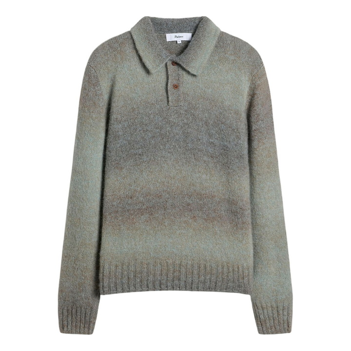 Photo: Palmes Men's Alpaca Longsleeve Knit Polo in Blue