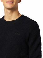 MC2 Saint Barth Man Black Stretch Wool Sweater With St. Barth Embroidery