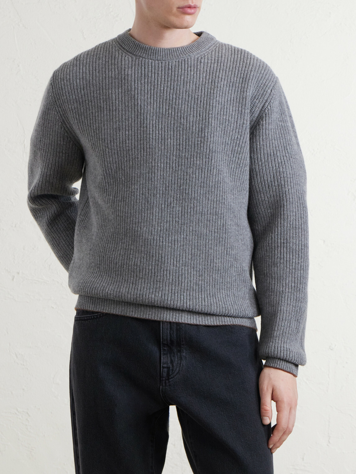 Canali - Ribbed Wool and Cashmere-Blend Sweater - Gray