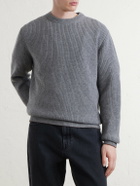 Canali - Ribbed Wool and Cashmere-Blend Sweater - Gray