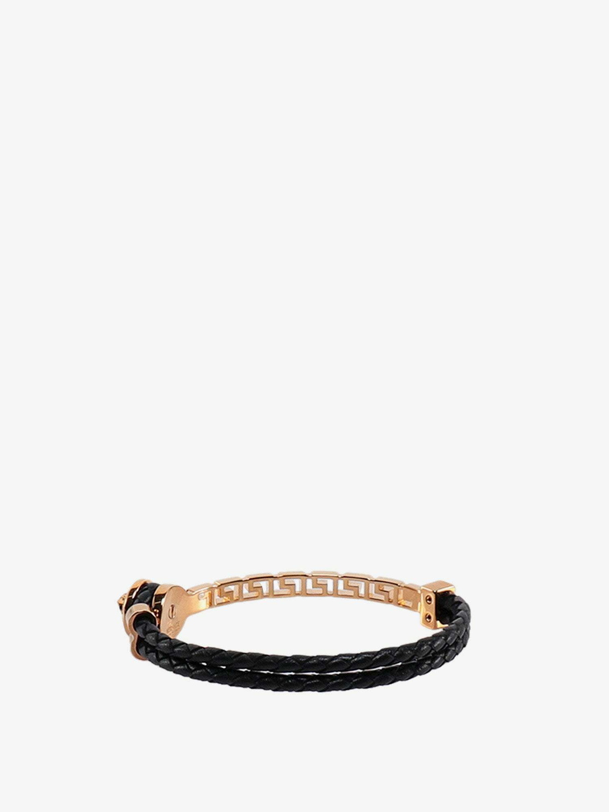 ブレスレット Bracelet - Versace - Leather - Black Medusa Braided Leather Bracelet Black,Gold | VERSACE US