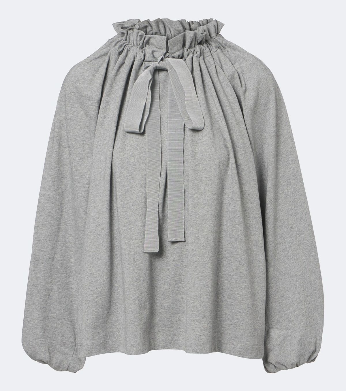 Patou Bow-detail gathered cotton jersey top