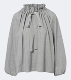 Patou Bow-detail gathered cotton jersey top