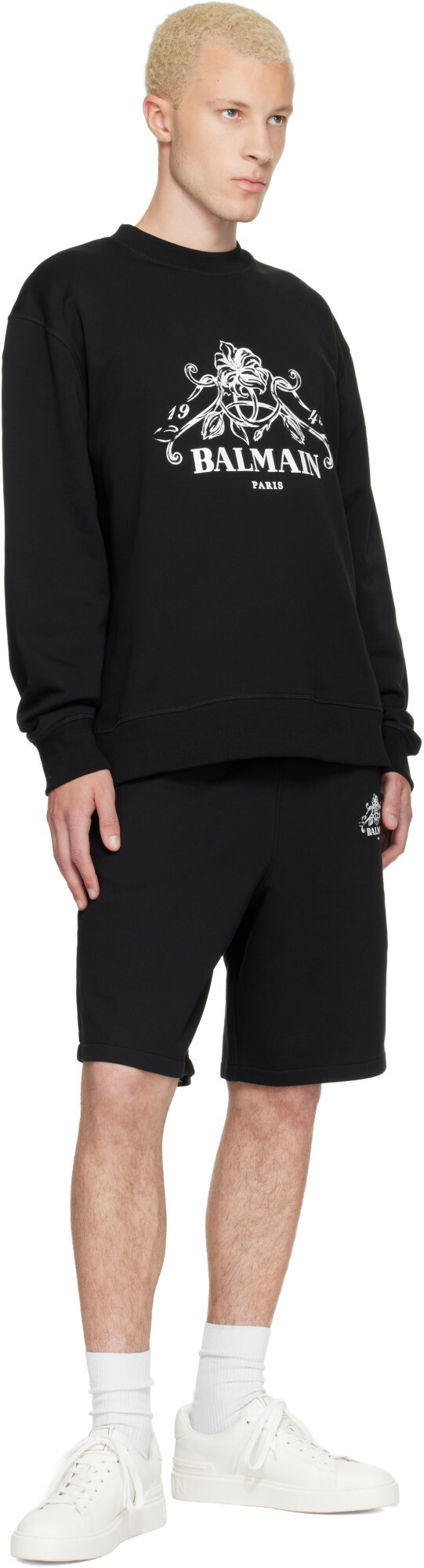 BALMAIN Black Printed 'Balmain Vine' Sweatshirt