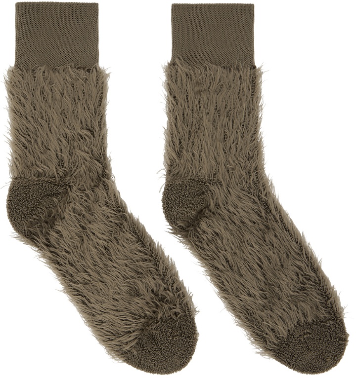Photo: sacai Khaki Faux-Shearling Socks